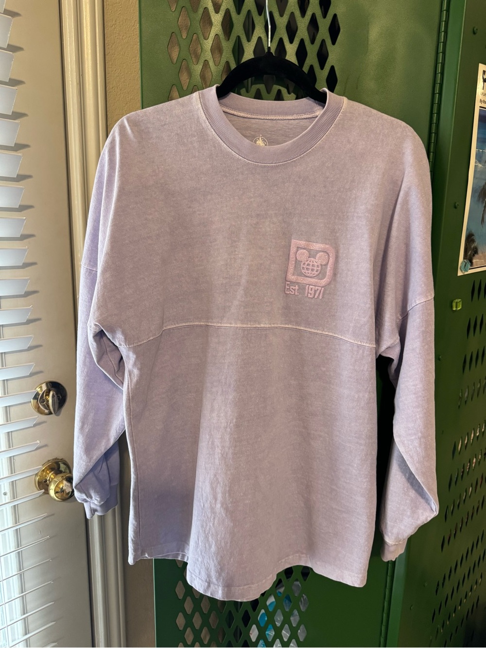 Disney by Spirit Jersey Women’s Lavender Sparkle Long-Sleeve Top (100% Cotton)